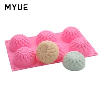 

Six hole chrysanthemum silica gel cake mold round silica gel hand soap mold