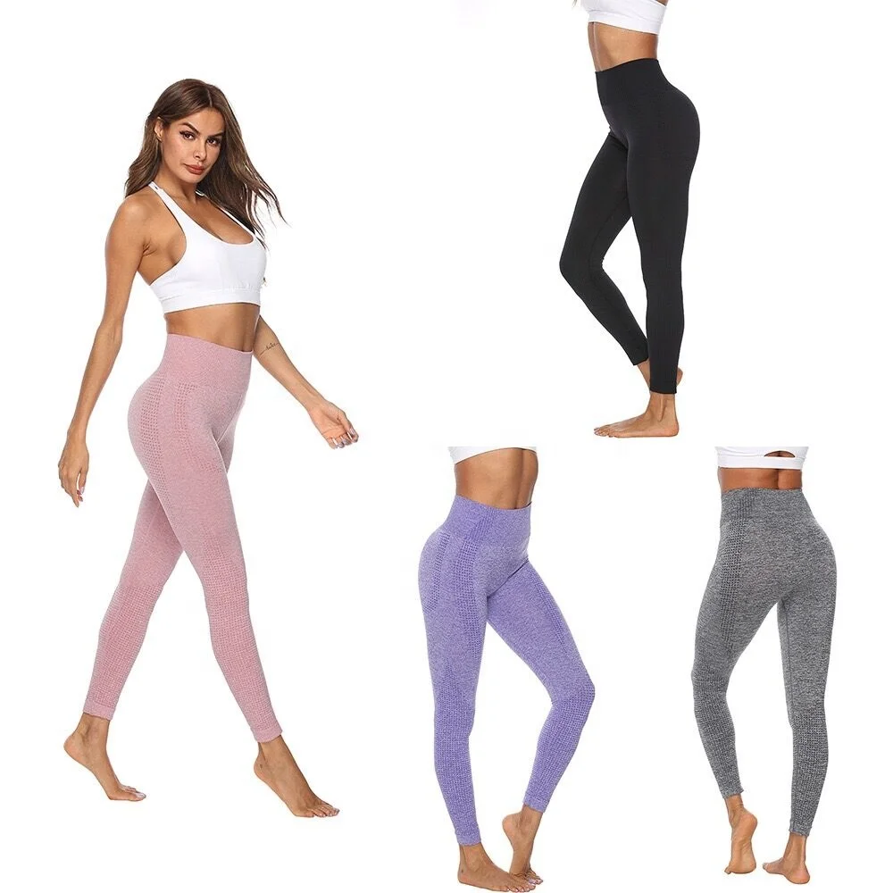 

Customized Women workout leggings nylon spandex High Waist Slim seamless yoga leggings