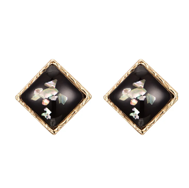 

8 designs female dainty delicate elegant resin acrylic square heart oval round shape stud earrings women geometric stud earring, Picture