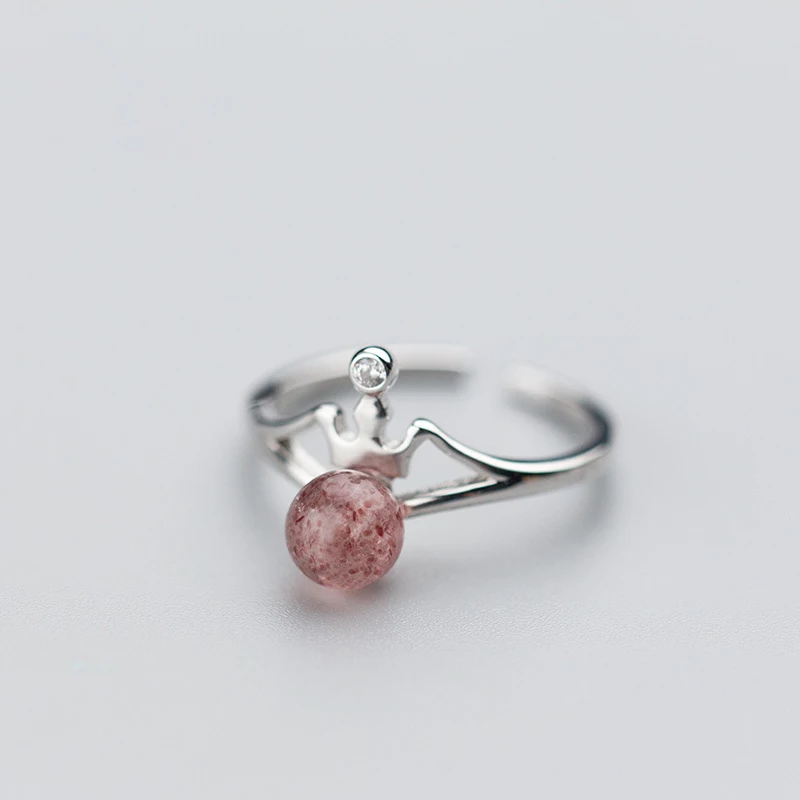 

Trendy Sweet Crown 925 Sterling Silver Pink Crystal Rings For Women Jewelry