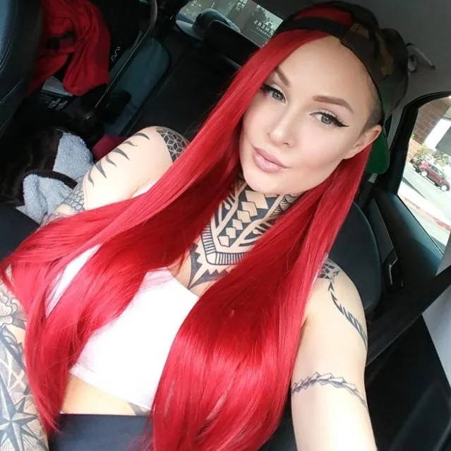 

Christmas Long Straight Curly Wavy Hair Lace Front Synthetic Red Wig