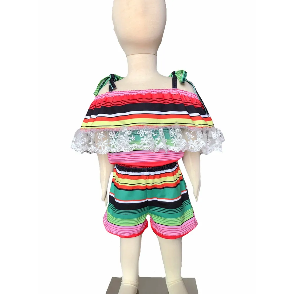 

Wholesale summer onesie baby romper serape printing suspender shortall baby romper mexico serape lace baby clothes romper, Picture