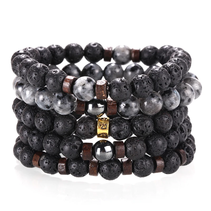 

XULIN Fashion Natural Stone Lava Beads Bracelet Men For male Valentine Gift