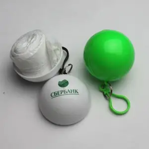 Image of Plastic Emergency Rain Disposable Poncho with Golf Ball and Keychain