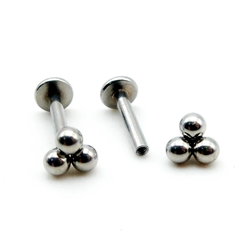 

stainless steel 3 balls internally thread labret lip piercing