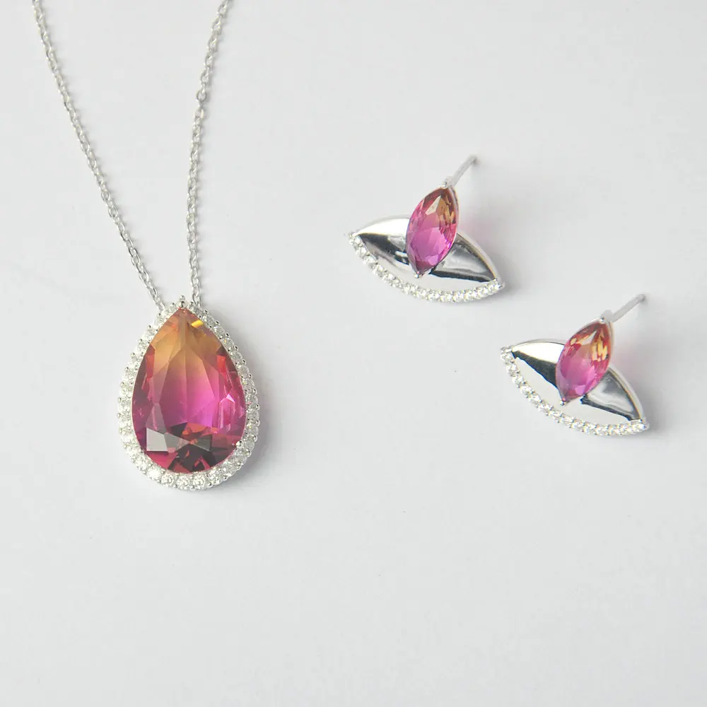 

OB Jewelry-Alibaba Online Sales Rainbow Stone Jewelry Sets 925 Sterling Silvere Jewelry Sets