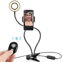 

USB 5V 24 Leds 25.6 inches Clip On Desk 3 Light Models 11 Brightness Selfie ring light with cell phone holder