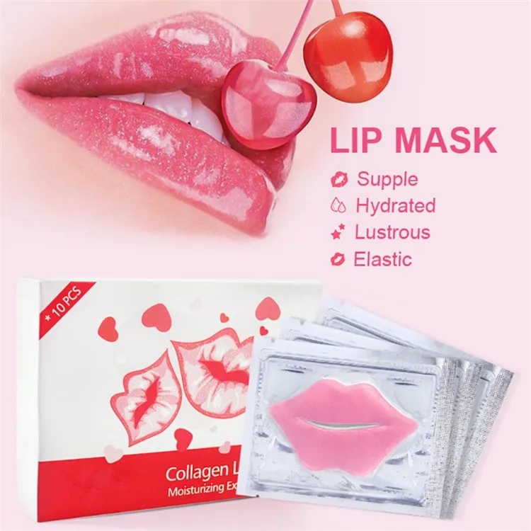 

Beauty Super Lip Plumper Pink Crystal Moisture Wrinkle Ance Collagen Lip Mask, Pink,gold,white