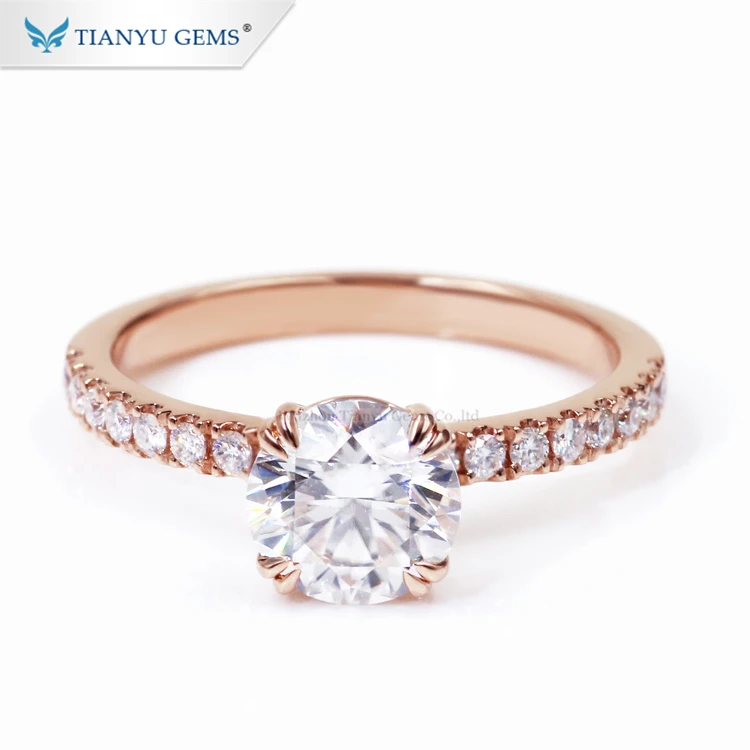 

Tianyu Gems Customizable engagement ring super white moissanite gemstone 18k rose gold ring