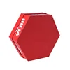 Red hexagon shape cardboard custom logo printing empty new year gift packaging paper box