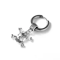 

Punk Style Jewellery Men Stainless Steel Earring Vintage Skull Titanium Clip On Drop Earrings
