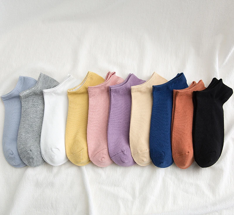 

New solid color cotton ladies' boat socks crew socks women, Custom color