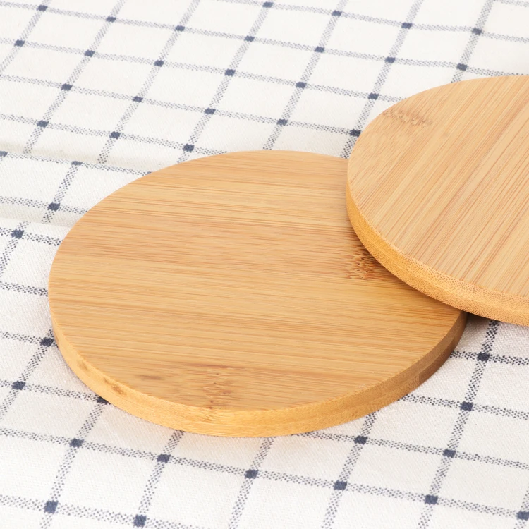

In Stocked Customized Round Cup Mat Pad Drink Cup Coasters Bamboo Coasters for bar wedding, Natural bamboo color