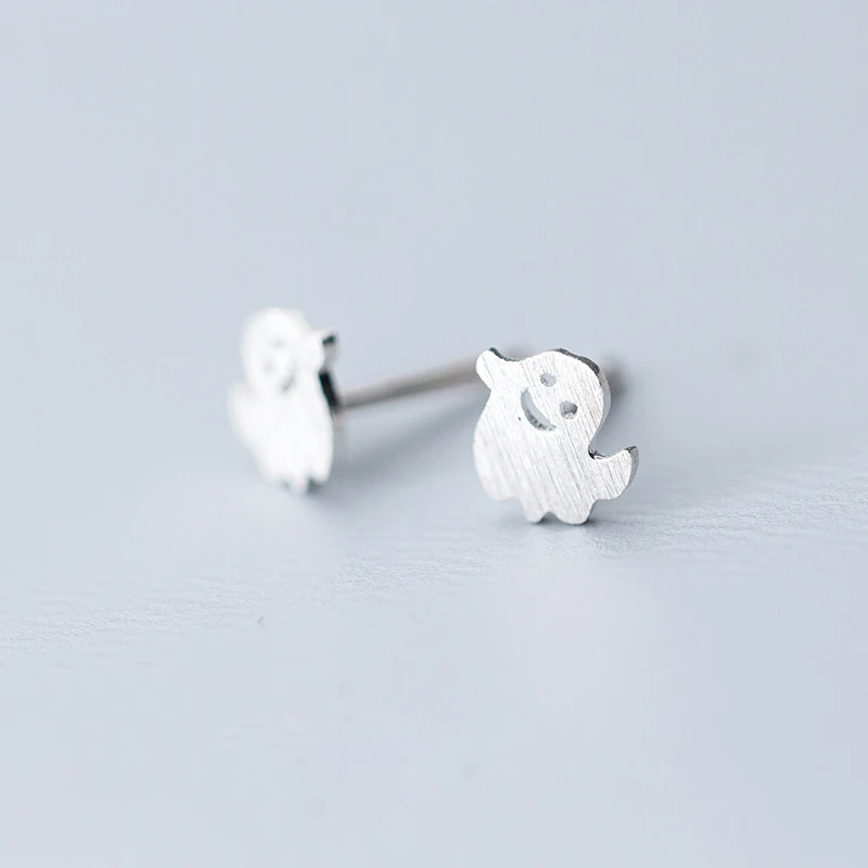 

Hot Sale 925 Sterling Silver Brushed Little Ghost Stud Earring For Women And Girls Gift Jewelry