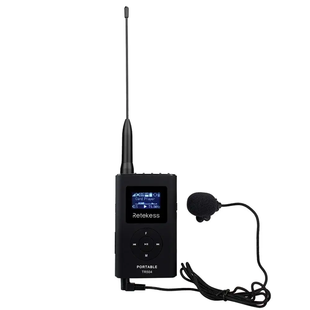

Wireless Portable Handheld MP3 Broadcast FM Radio Transmitter for Meeting Tour guide 76-108MHz Retekess TR504