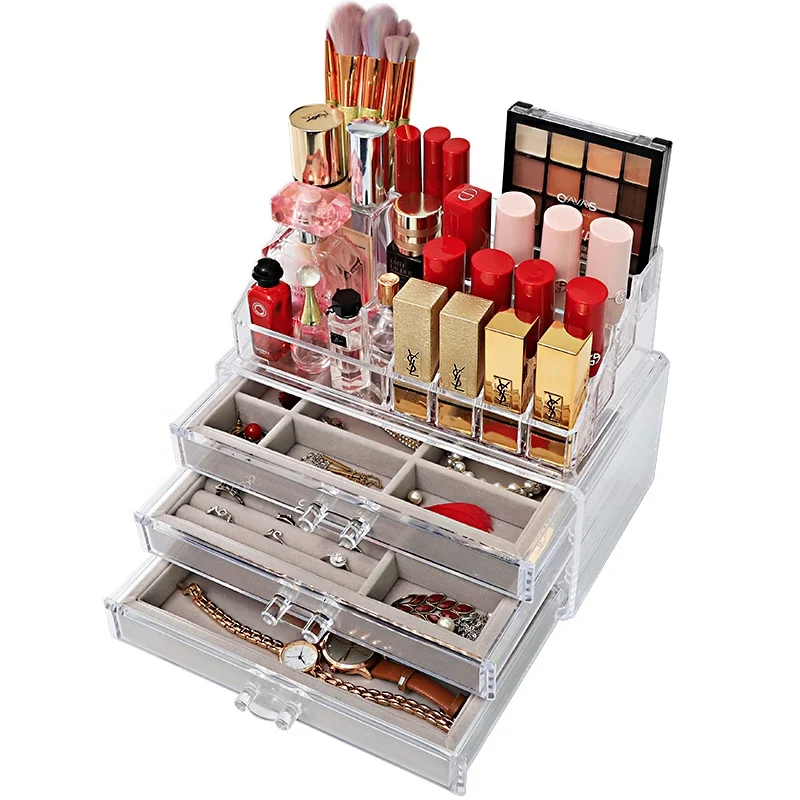 

Feature funky lipstick beauty cosmetics box makeup organizer save box Velvet acrylic material jewelry storage box