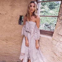 

Off Shoulder Lace Irregular Hem Dresses Pink Elegant Sexy Cocktail Party Dress