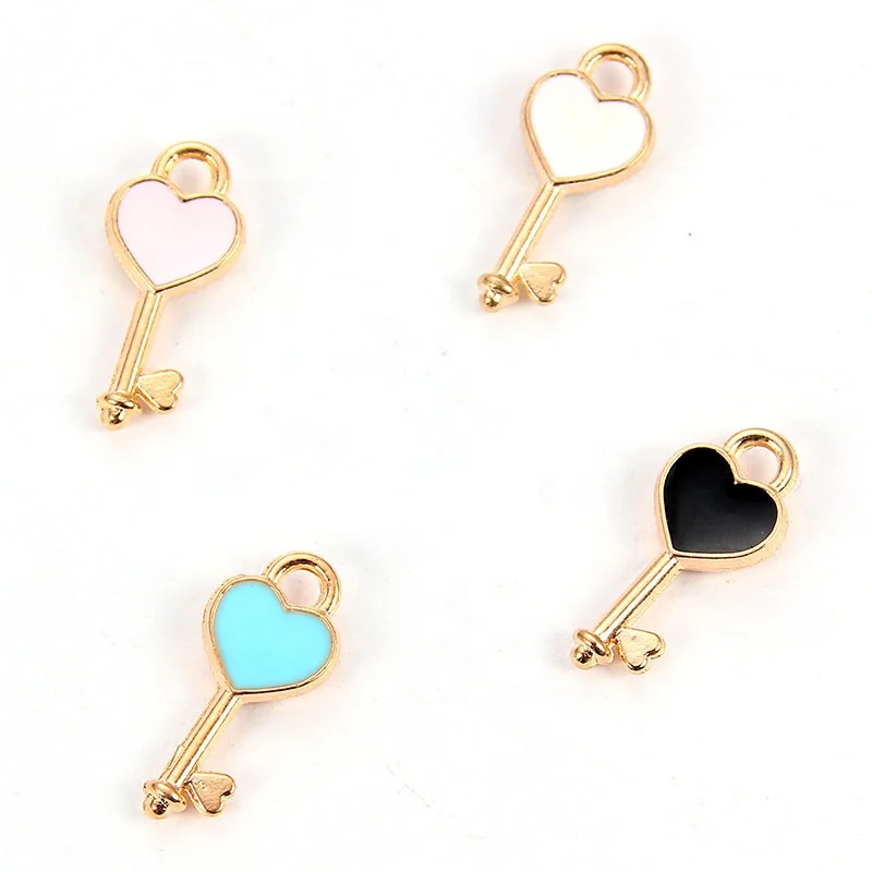 

New Heart Shape Key Enamel Pendant Carousel Charms for DIY Bracelet Necklace, Photo