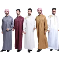 

Men Muslim Robes Islamic Clothing Dubai Arabic kurta embroidery designs Abaya Kaftan Eid Mubarak Maxi Jubba Thobe for men