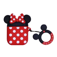

3D White Dot Bowknot Cartoon Cute Lovely Minnie Mickey Mouse Ear Air Pod Pods Silicone Cover for Apple Airpods Case With KeyRing