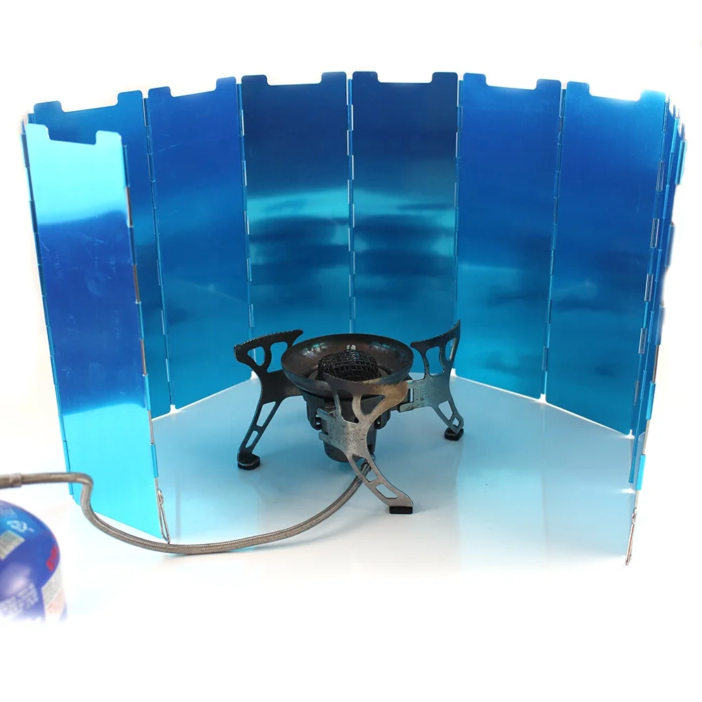 

10plates Outdoor Aluminum Foldable Stoves Wind Shield Wind Camping Cooking Burner Screen Windproof Allo Screen, Silver