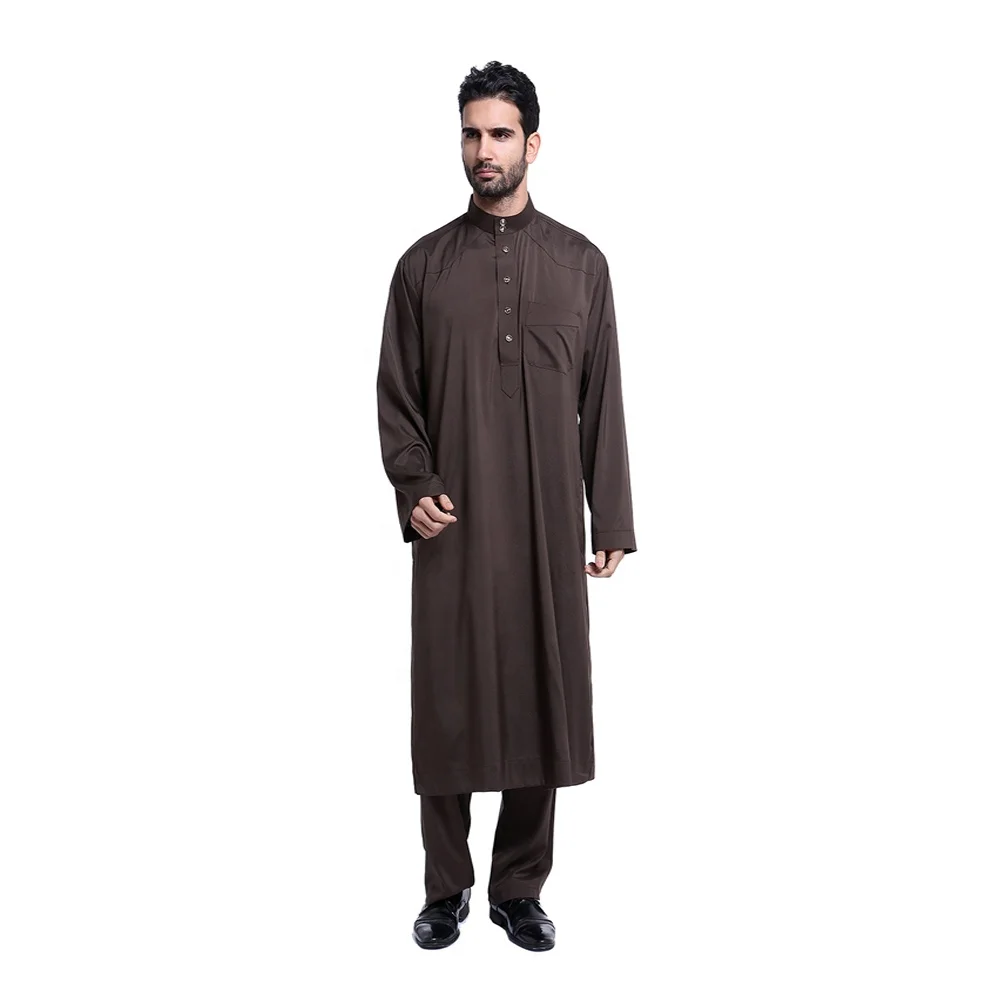

Long sleeves men arab thobe muslim mens pathani kurta modest islamic moroccan thobe for men plus size dubai abaya muslim dress, 4 colors