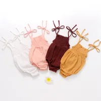 

2019 spring summer organic cotton baby clothes newborn girls baby rompers knit cotton ruffle romper