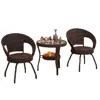 3 PCS Rattan Patio Furniture Set Garden Lawn Sofa Seat coffee Wicker table