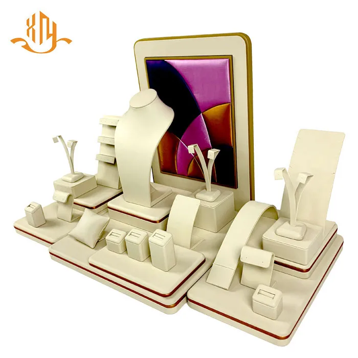 
XIANGYU factory custom upscale leather window product jewellery display set 