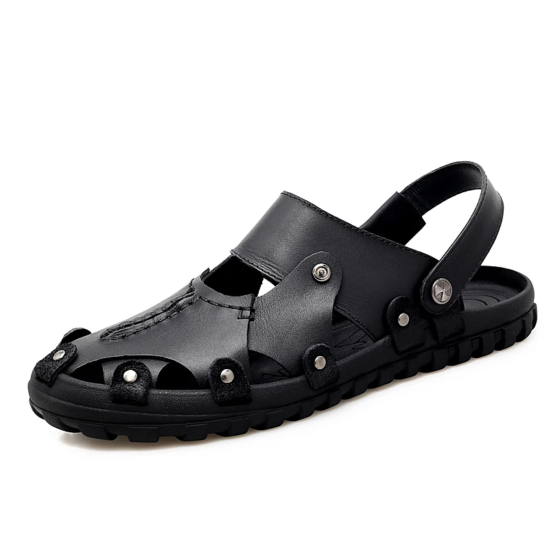 

YT Shoes New men's high quality leather beach shoes fashion comfortable sandals, Picture