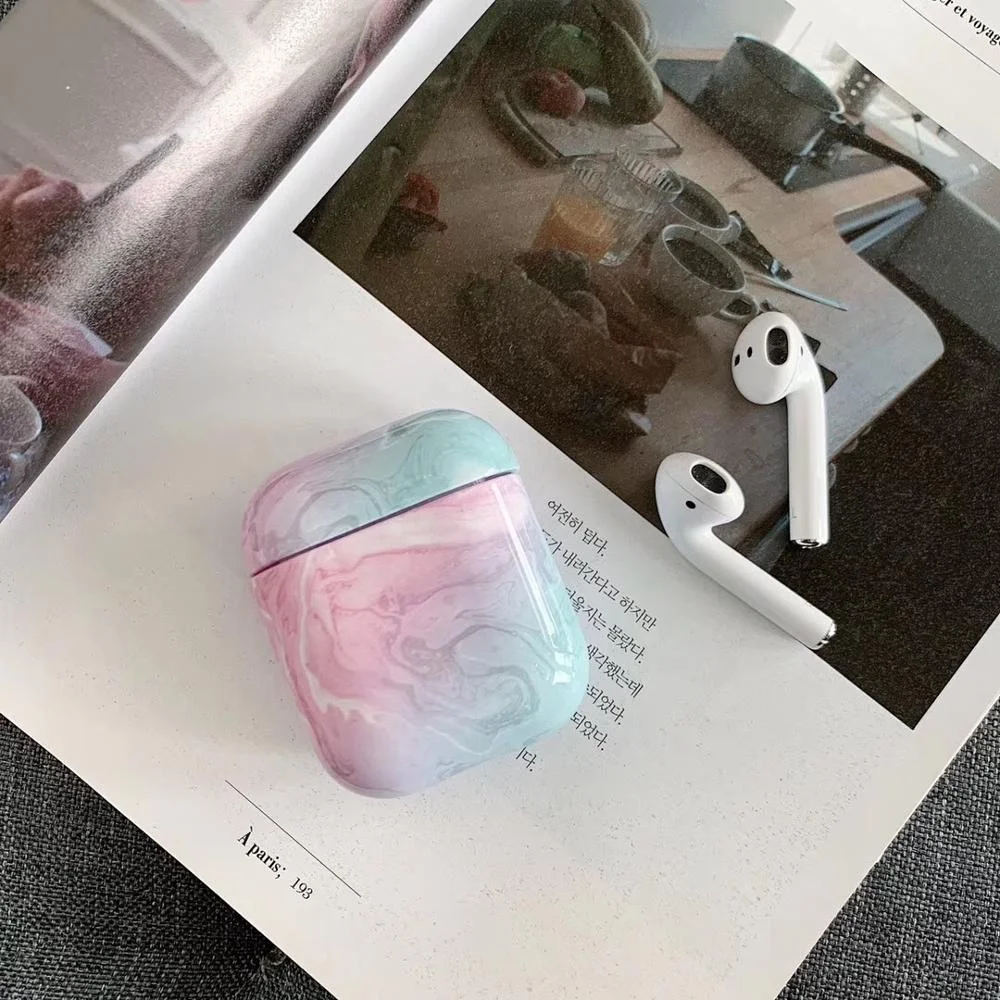 

OEM custom earphones smooth shiny case PC marble for Airpods Case