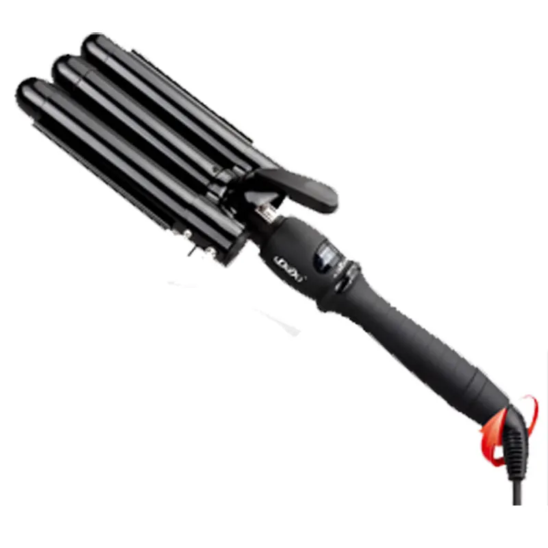 

3 Barrels Curling Iron Hair Waver for Deep Waves Professional Ceramic Fast Heating Hair Curler Wand Large Wave Perm Splint 22mm, Black/customized