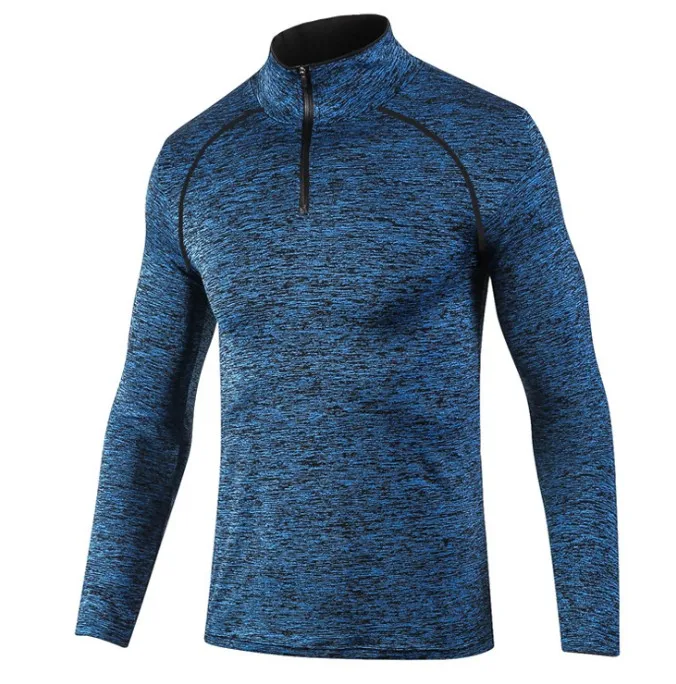 

China Supplier Cheaper Wholesale Mens Cheap Blank Sports 100%Polyester Heather Quarter Zip Top Racing T Shirt