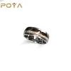 POYA Jewelry 8mm Tungsten Arrow over Deer Antler and Zebra Wood Inlay Wedding Band Ring