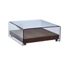 New design clear bent glass centre tables/coffee tables with movable MDF base designs