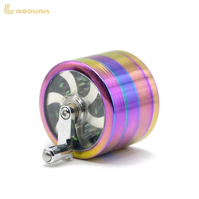 

Colorful four parts zinc alloy hand crank spice herb grinder, Multi-color