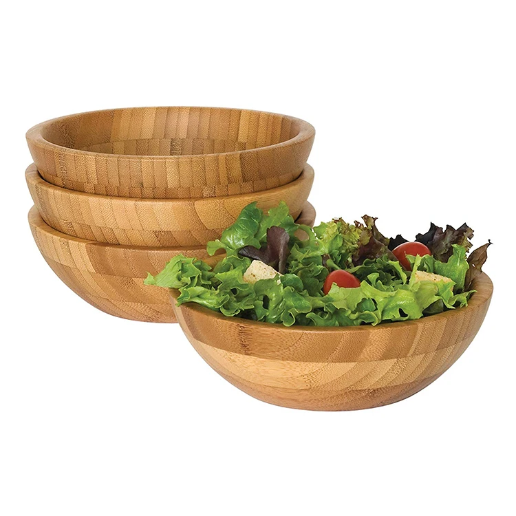

Durable Salad Fruit Serving Bamboo Bowl, Customized