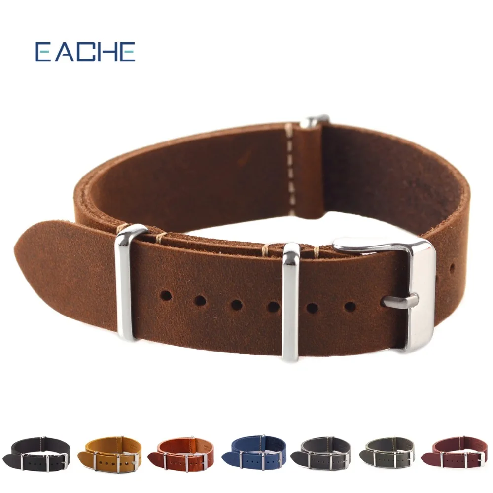 

EACHE Vegetable Tanned Genuine Leather Nato Watchband nato watch straps 22mm, Different colors (we have color chart)