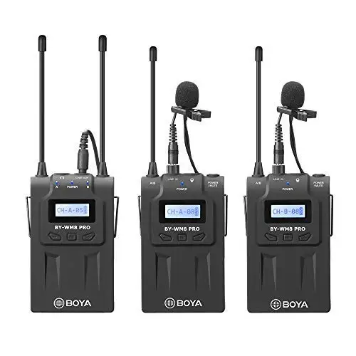 

BOYA by-WM8 Pro-K2 UHF dual-channel wireless lavalier studio recording microphone for camera, Black