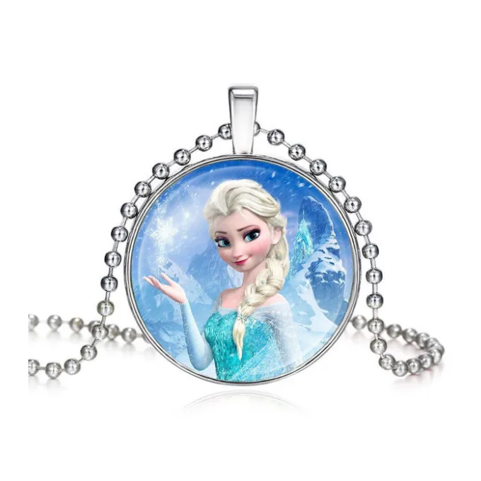 

Kids jewelry time gem necklace silver alloy glass necklace
