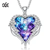 Factory Wholesale Women Angel Heart Necklaces embellished with crystals from Swarovski