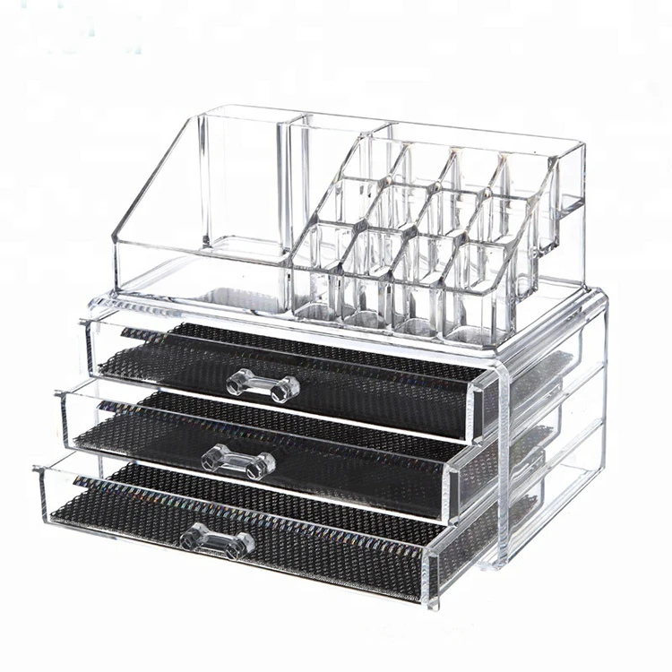 

3 Layers Transparent Acrylic Makeup Brush Holder Desk Cosmetic Organizer, Customized