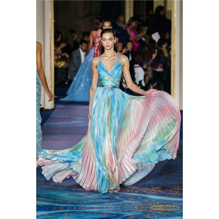 

New Fashion Slip Colorful Long Women Celebrity Runway Evening Party Noble Dress