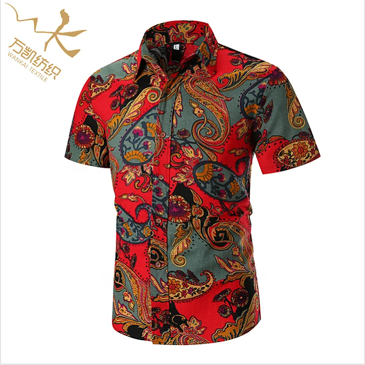 

New design Hawaii short sleeve button up summer men flower print shirt, N/a