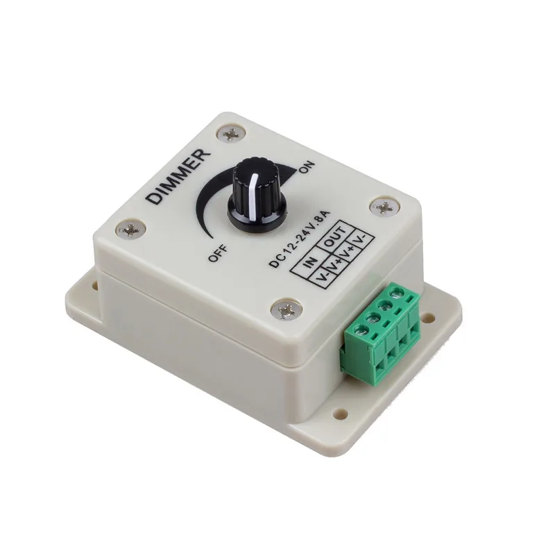 PWM Dimming Controller for LED Lights, Ribbon, Strip, 12 - 24 V 8 Amp Electrical Dimmer Switches for Home, Commercial,