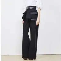 

A2799 A Line Belt Skirt Pant Set Women Black Pant Summer Female High Waist Fashion Stylish Straight Trouser