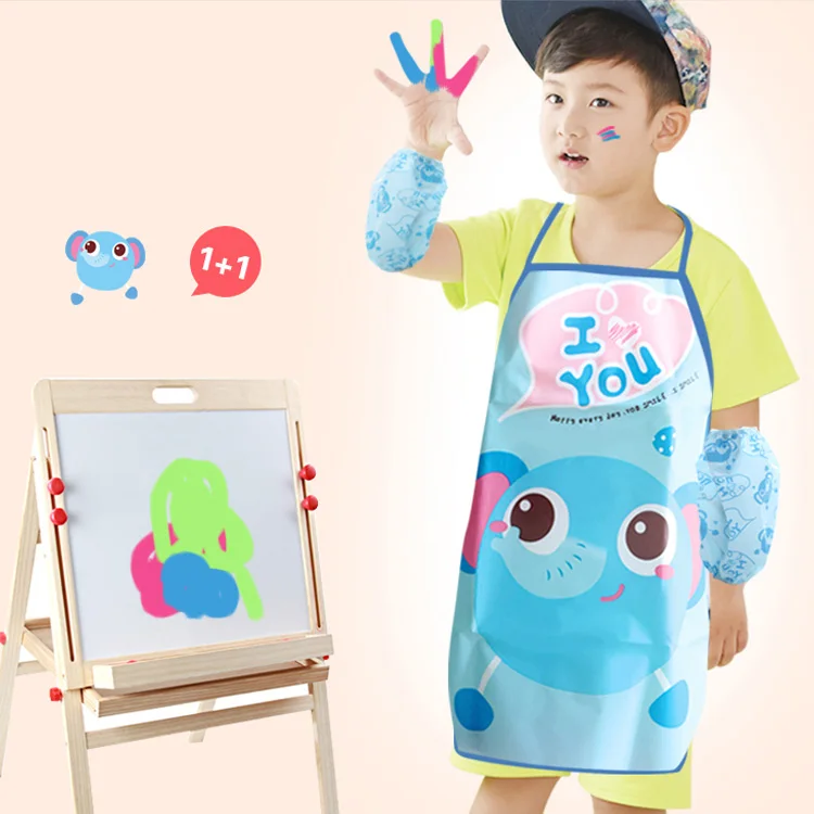 Cute waterproof and antifouling baby bib kindergarten kids apron for painting Or eating