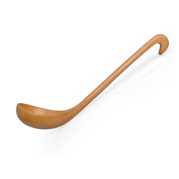 

Classic Hot Selling Natural Schima Wood Handmade Large Ladle with Hook