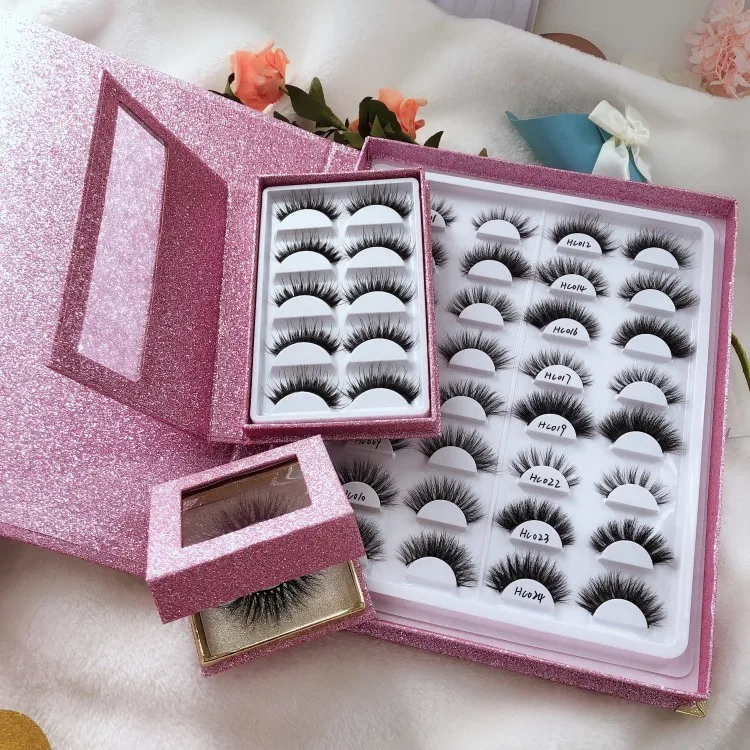 27mm 5D mink lashes eyelash box book 16 pairs custom eyelash packaging book with private label