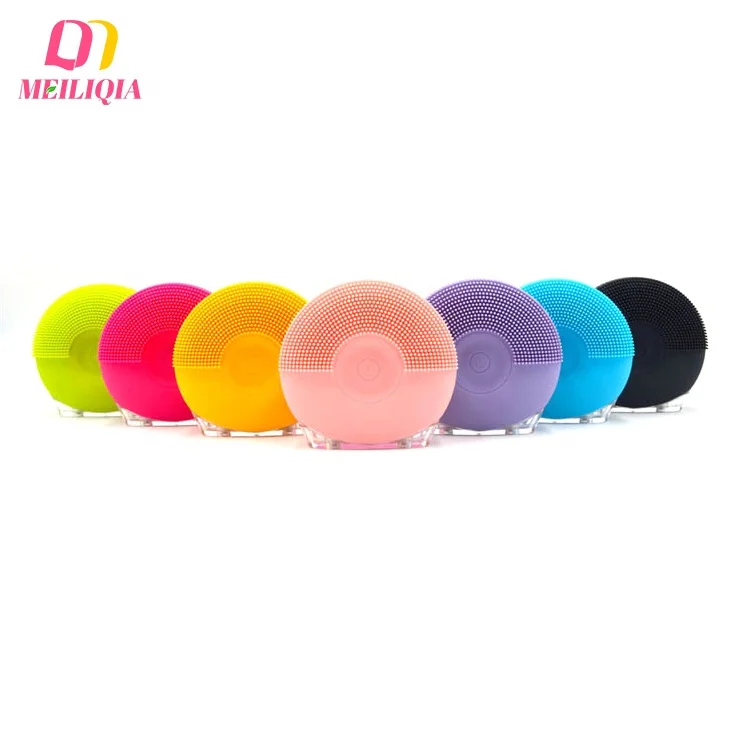 

Customized portable personalized rechargeable electric deep pore exfoliate waterproof sonic silicone facial cleansing brush, Pink;blue or customized color